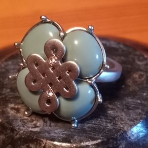 Lulu Avenue Silver Plated Faux Turquoise Silver Lulu Knot Ring nwot